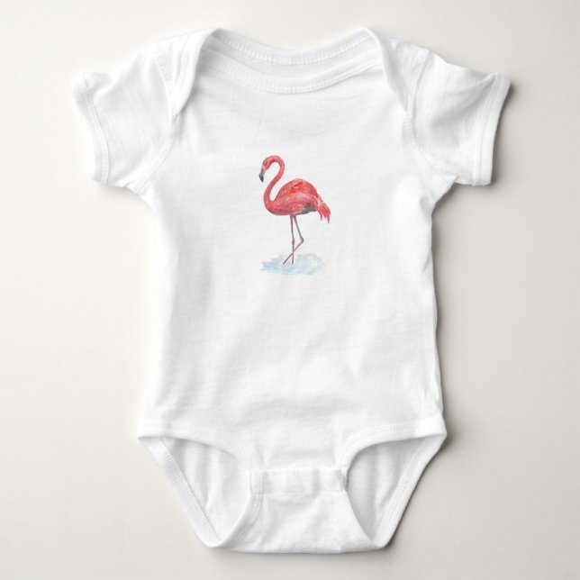 Pink Flamingo . Baby Bodysuit (Front)