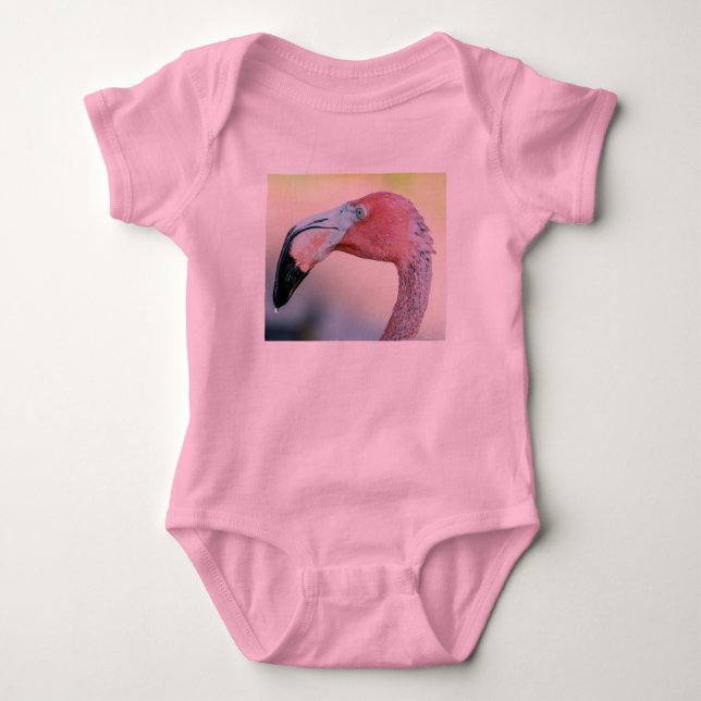 Pink Flamingo Baby Romper with TuTu Bodysuit (Front)
