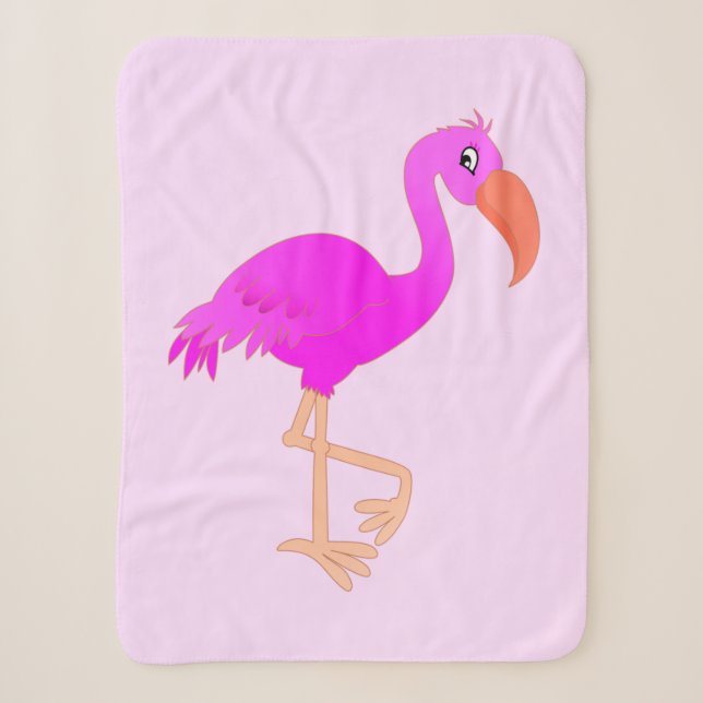 Pink Flamingo Baby Sherpa Blanket (Front)