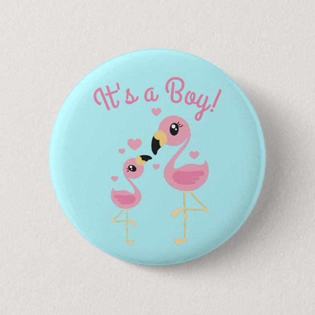 Pink Flamingo Baby Shower 6 Cm Round Badge (Front)