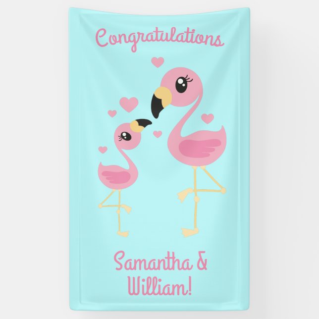 Pink Flamingo Baby Shower Banner (Vertical)