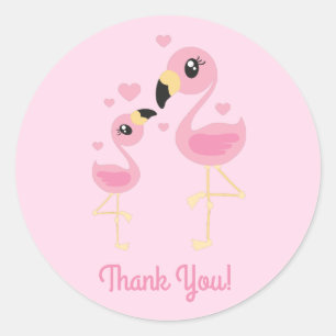 Pink Flamingo Baby Shower Classic Round Sticker