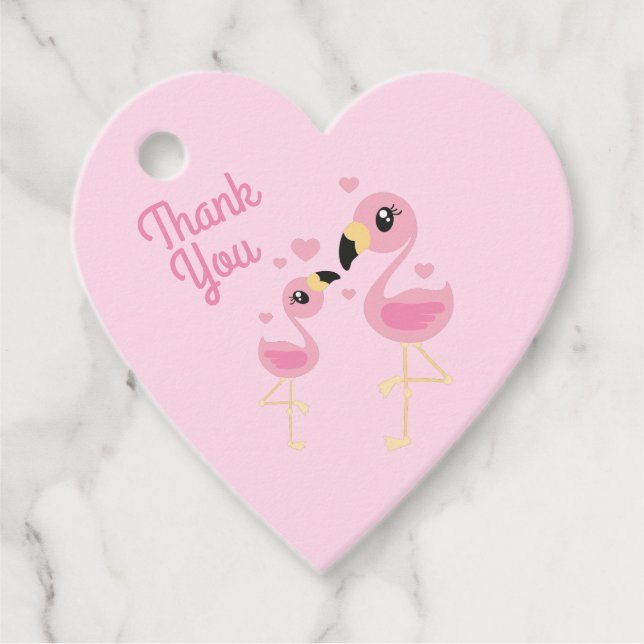 Pink Flamingo Baby Shower Favour Tags (Front)
