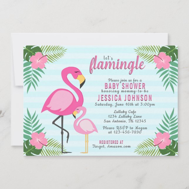 Pink Flamingo Baby Shower Invitation (Front)