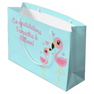 Pink Flamingo Baby Shower Large Gift Bag