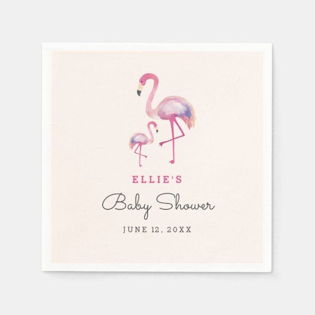 Pink Flamingo Baby Shower Napkin (Front)