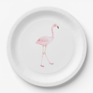 Pink Flamingo Baby Shower Paper Plate