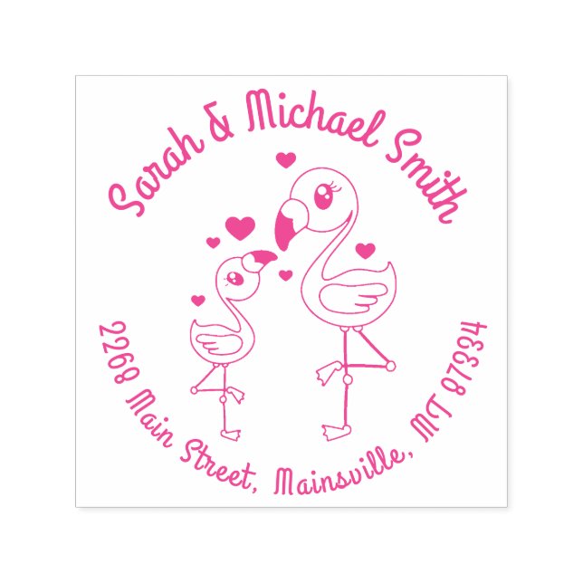 Pink Flamingo Baby Shower Self-inking Stamp (Design)