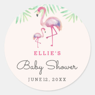 Pink Flamingo Baby Shower Sticker