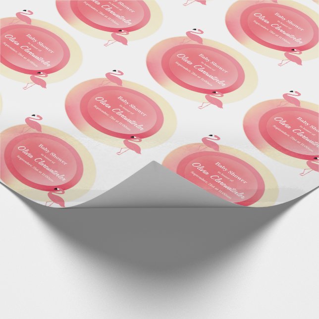 Pink Flamingo Baby Shower | Wrapping Paper (Corner)