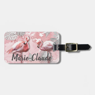 Pink Flamingo Baggage Label Luggage Tag