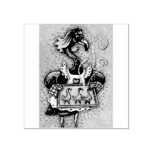 PINK FLAMINGO BAKING COOKIES, BIRD RUBBER STAMP