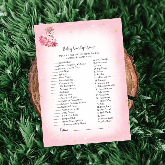 Pink Flamingo Ballerina Baby Candy Shower Game Invitation (Creator Uploaded)