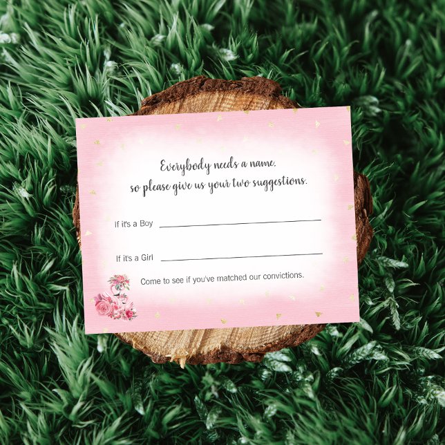 Pink Flamingo Ballerina Baby Name Suggestion Game Enclosure Card (Creator Uploaded)