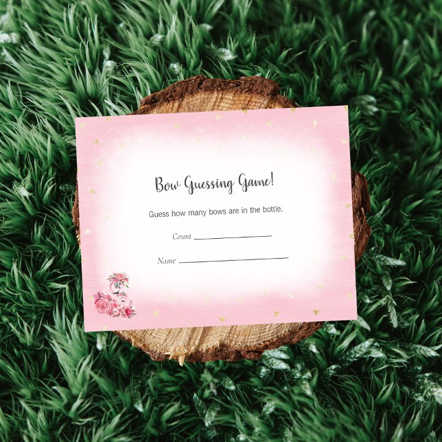 Pink Flamingo Ballerina Guessing Count Shower Game Enclosure Card (Creator Uploaded)