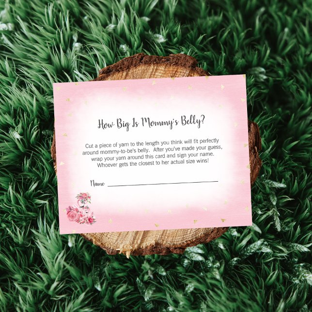 Pink Flamingo Ballerina Mum's Belly Size Game Enclosure Card (Creator Uploaded)