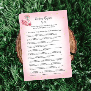 Pink Flamingo Ballerina Nursery Rhymes Shower Game Invitation