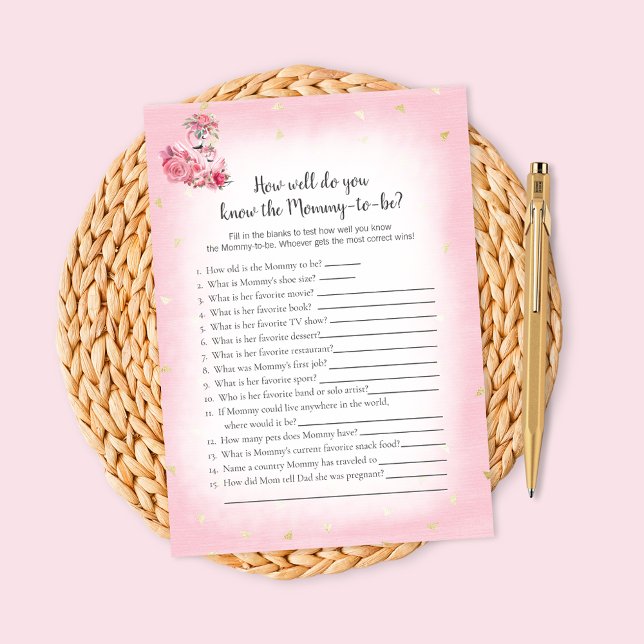 Pink Flamingo Ballerina Who Knows Mum Best Game Invitation (Creator Uploaded)