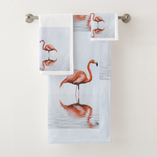 Pink Flamingo Bathroom Towel Set (Insitu)