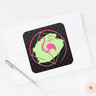 Pink Flamingo Be Fabulous Inspirational Saying  Square Sticker