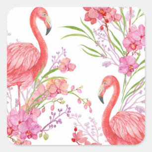 Pink Flamingo beach pattern floral sticker