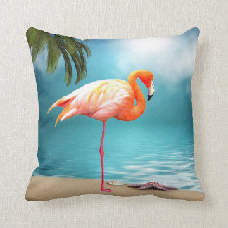 Pink Flamingo Beach Pillow