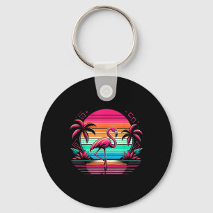 Pink Flamingo Beach Summer Vibes Palm Tree Tropica Key Ring