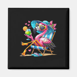 Pink Flamingo Beach Summer Vibes Palm Tree Tropica Magnet