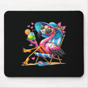 Pink Flamingo Beach Summer Vibes Palm Tree Tropica Mouse Mat