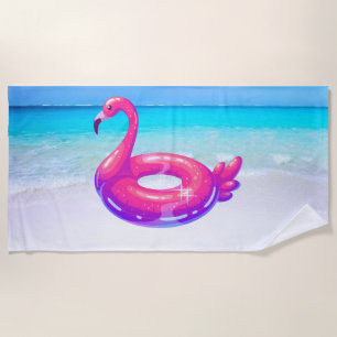 Pink Flamingo Beach Towel
