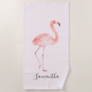 Pink Flamingo Beach Towel