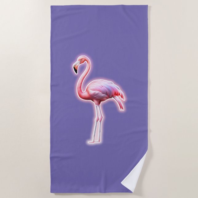Pink Flamingo Beach Towel (Front)