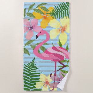 Pink Flamingo Beach Towel