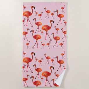 Pink Flamingo Beach Towel