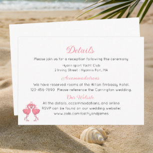 Pink Flamingo Beach Tropical Wedding Details Enclosure Card
