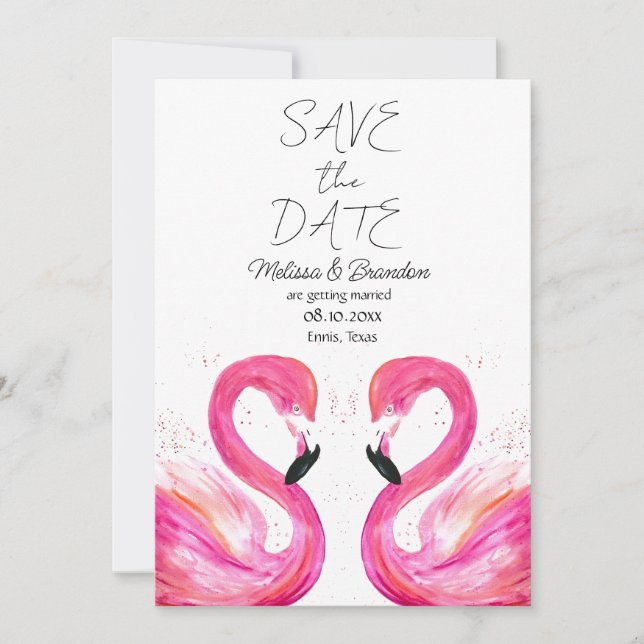 Pink Flamingo Beach Tropical Wedding  Invitation (Front)