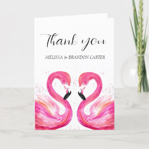Pink Flamingo Beach Tropical Wedding Thank you  Card