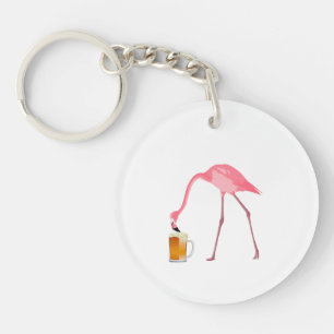 Pink Flamingo Beer Lover Key Ring