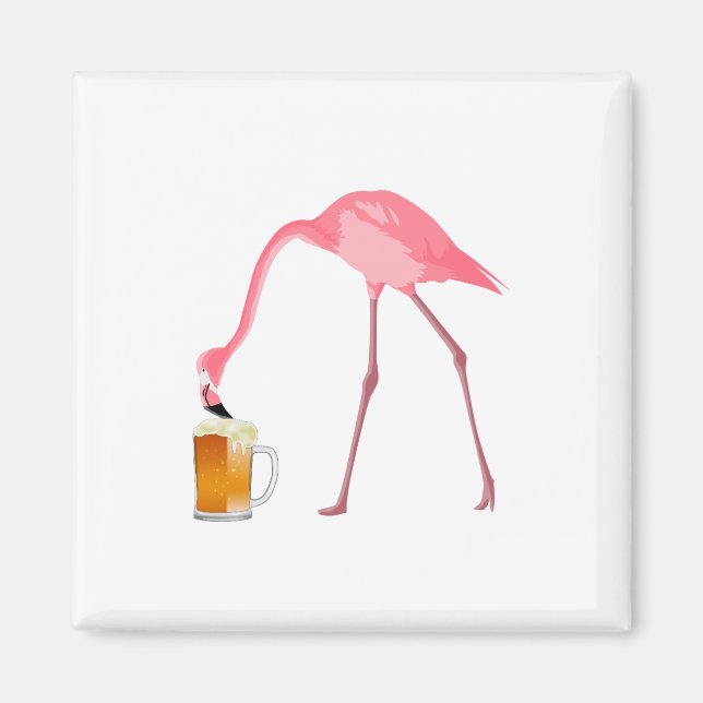 Pink Flamingo Beer Lover Magnet (Front)
