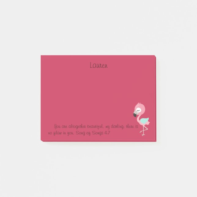 Pink Flamingo Bible Verse Post-it Notes (Front)
