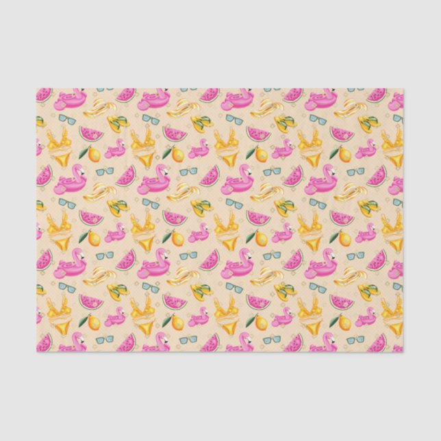Pink Flamingo Bikini & Hat (Design 35 Pink Series) Tissue Paper (Front)
