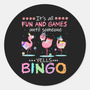 Pink Flamingo Bingo Funny Gift Art Classic Round Sticker