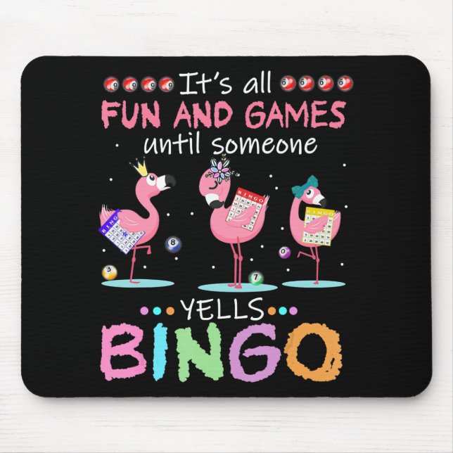Pink Flamingo Bingo Funny Gift Art Mouse Mat (Front)