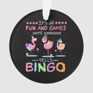 Pink Flamingo Bingo Funny Gift Art Ornament