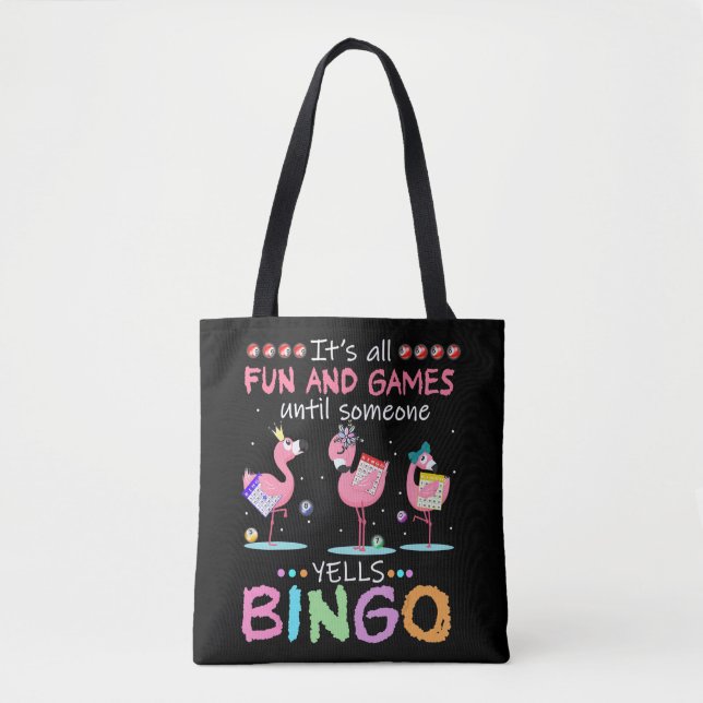 Pink Flamingo Bingo Funny Gift Art Tote Bag (Front)