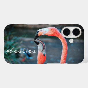 Pink Flamingo Bird Friends Photo Besties Script iPhone 16 Case