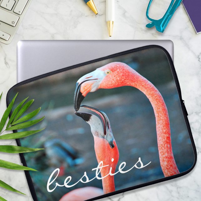 Pink Flamingo Bird Friends Photography Besties Laptop Sleeve (Creator Uploaded)