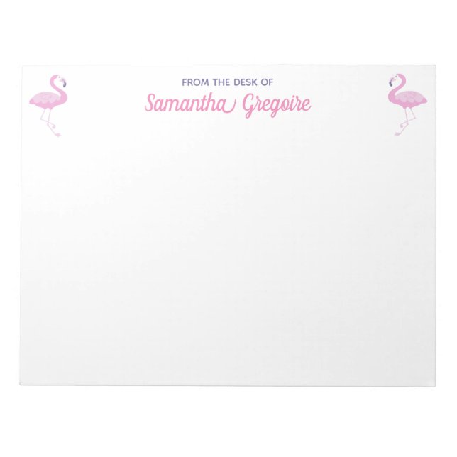 Pink Flamingo Bird From The Desk Of Notepad (Front)