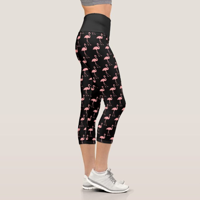 Pink flamingo bird high waist capri leggings (Right)