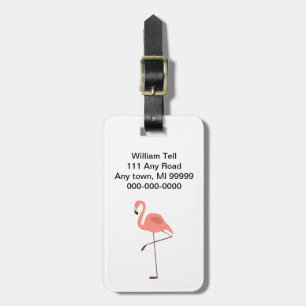 Pink Flamingo Bird Illustration Luggage Tag